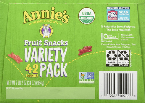 Pack (42 Pack 0.8 Oz 34 Oz Annie's Homegrown Homegrown Fruit Snacks Variety Net Wt Net Wt )