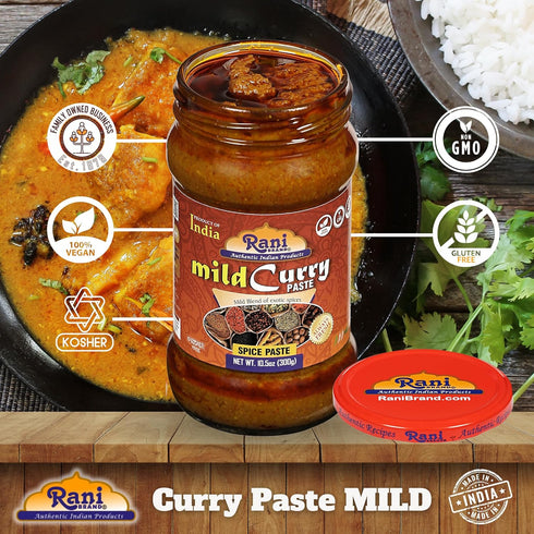 10.5oz (300g) Pack 5+1 Rani Curry Paste MILD (Spice Paste) Glass Jar, of FREE ~ No Colors | All Natural | NON-GMO |