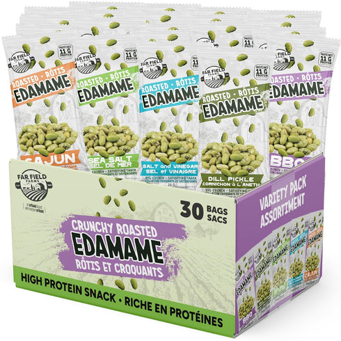 Urbani Far Field Crunchy Edamame Beans, Variety Pack, Low Calorie, Healthy Snack for
