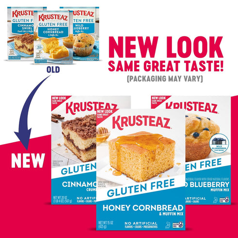 15 OZ (Pack 4) Krusteaz Gluten Free Baking Mix, Honey Cornbread & Muffin Mix, Gluten Free & Made with Real Honey, No