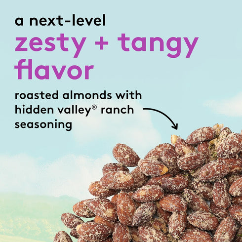 7 oz Snak Club Almonds with Hidden Valley Ranch Seasoning, Roasted Almonds, Gluten-Free and Kosher Snack, Resealable