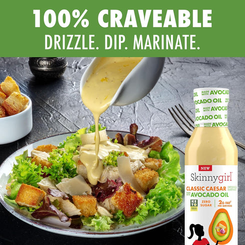 11.5 Skinnygirl Sugar Free Gluten Free Avocado Oil Salad Dressing, Creamy Caesar, Ounce