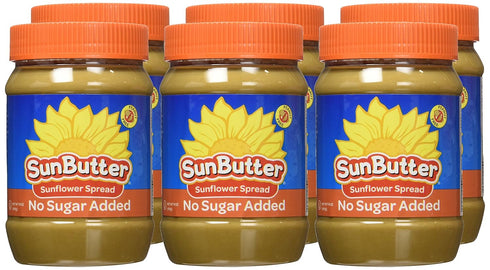 16 oz (6 Pack 6) 7g SunButter No Sugar Added Sunflower Seed Butter, of - Nut Free Spread with Plant-Based Protein