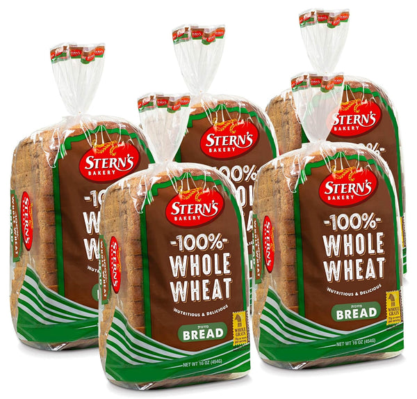 100% Whole Wheat Bread Sliced - 5 Pack - 16 oz per