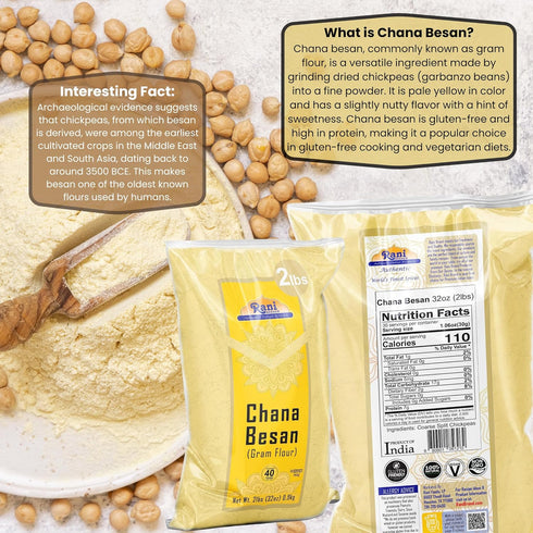 32oz (2lbs) 908g Rani Chana Besan (Chickpeas Flour, Gram) ~ All Natural | Vegan | Gluten Friendly | NON-GMO | Kosher |