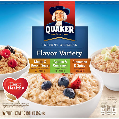 52 Quaker Instant Oatmeal Variety, ct