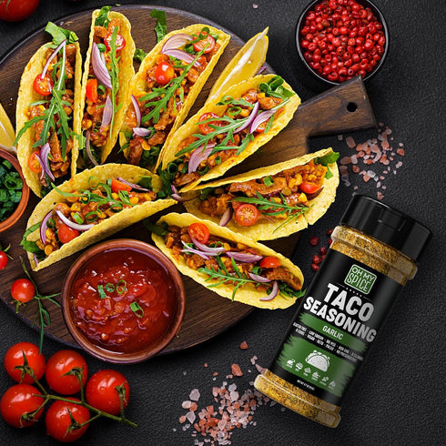 Taco Seasoning Mix - Gluten Free & Low Sodium Garlic Powder Blend for Tacos, Fajitas & Burritos, 4.7oz