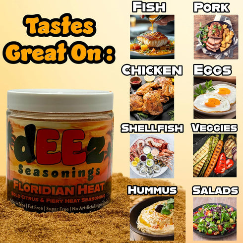Deez Seasonings Floridian Heat Seasoning - Spicy Citrus Blend for Chicken & Seafood