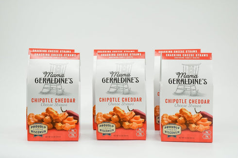 4.5 oz (6 Pack) Mama Geraldine's Chipotle Cheese Straws - Box - Spicy & Savory Baked Cheese Snacks