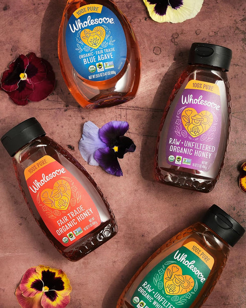100% 16 oz. (Pack 2), (Packaging Wholesome Organic Honey, Pure, Fair Trade, Non-GMO, Squeeze Bottle of May Vary)