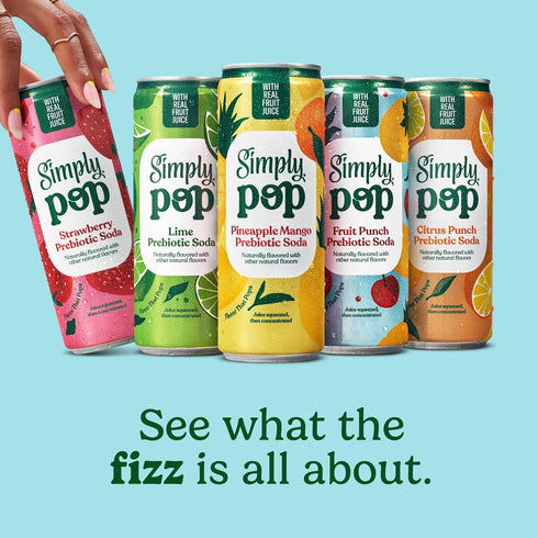 12 oz, 12 Pack Simply POP Prebiotic Soda Strawberry Cans, fl