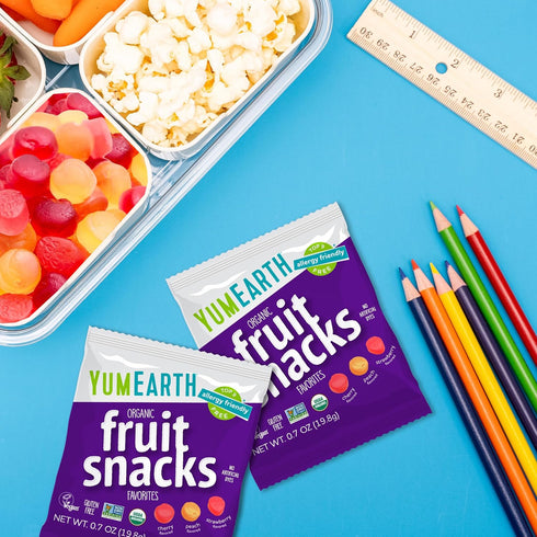 9 0.7 (Pack 5) YumEarth Organic Assorted Flavor Fruit Snacks - Allergy Friendly (Top Free), No Artificial Dyes, Non