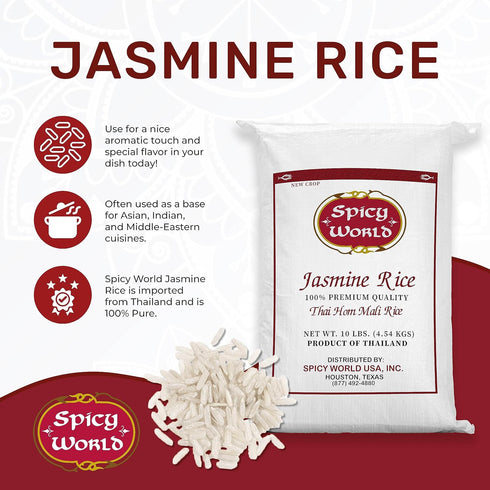 Spicy World 10 Jasmine Rice Pound Bag - Thai Hom Mali Premium Variety ~ By