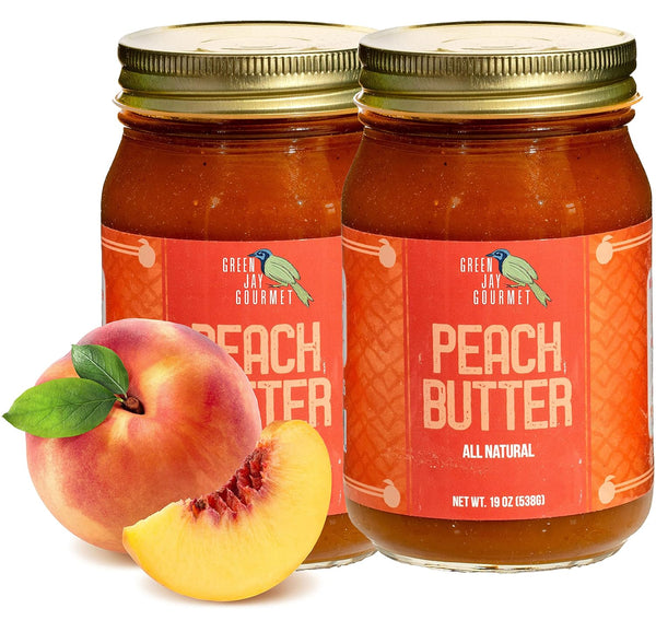 Green Jay Gourmet Peach Butter - All-Natural, Gluten-Free Fruit Spread - Peach