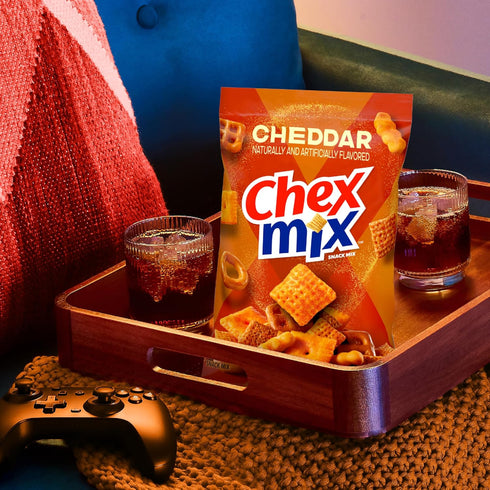 Chex Mix 8 oz Cheddar Snack Mix, Savory Snack Bag