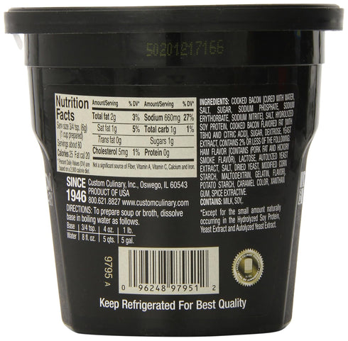 Custom Culinary 1 Gold Label Base Bacon, Pound