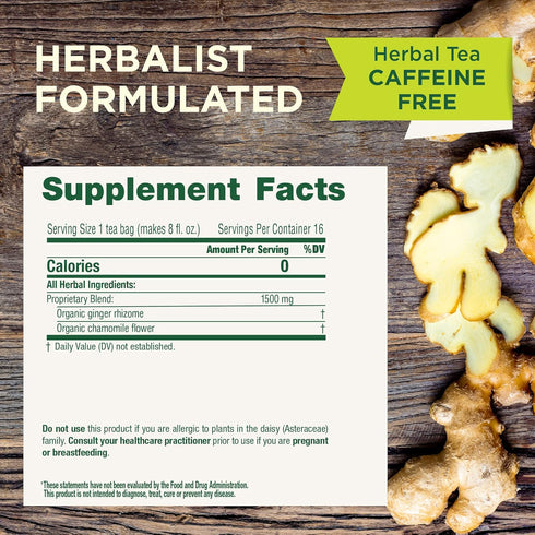 96 Count (Pack 6) Traditional Medicinals Tea, Organic Ginger & Chamomile - Occasional Nausea & Indigestion Relief