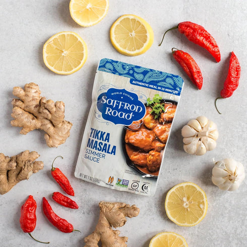 Simmer Pack 7.0oz Pack 4 Saffron Road Sauce Variety | Tikka Masala, Lemongrass Basil, Coconut Curry, and Sweet & Sour |