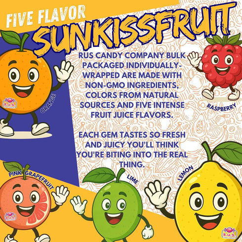 2 (2 SunkissFruit Gems, Pound Bulk Bag, Fruit Gems, Soft Candy Individually Wrapped Pound)