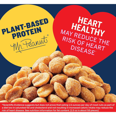 4 Oz 12 Pack Planters Honey Roasted Peanuts, Party Snacks, Plant-Based Protein, Bag