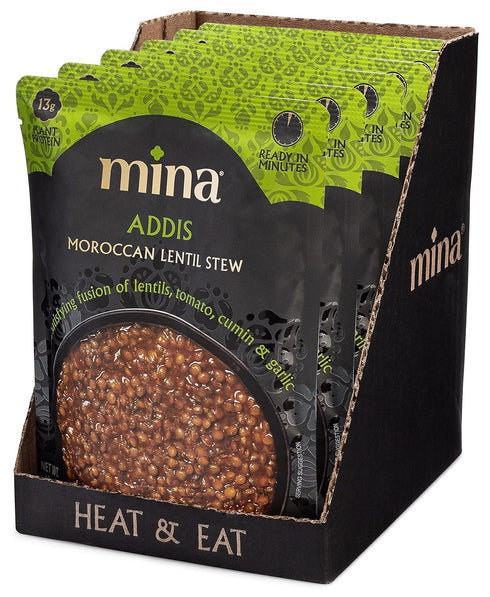 Packaged 10 oz (Pack 6) Mina Moroccan Lentils, Ready to Eat, Lentils High In Plant Based Protein, Vegan, Non-GMO