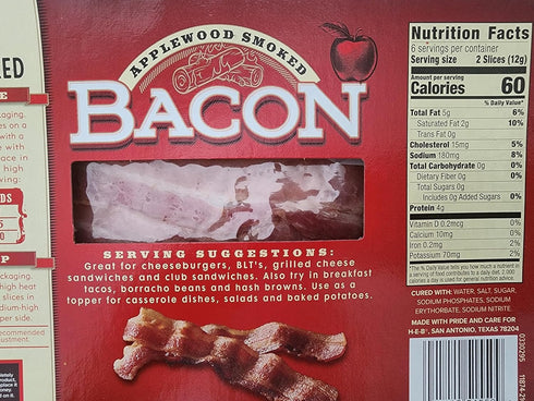 HEB 12 2.52 oz, Fully Cooked Applewood Smoked Bacon, Slices, small