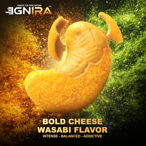 Pack 1 (1.76oz) IGNIRA Cheese Wasabi Cashew Nuts Roasted Cashew Nuts with Plant-Based Cheese & Wasabi Flavor, Savory