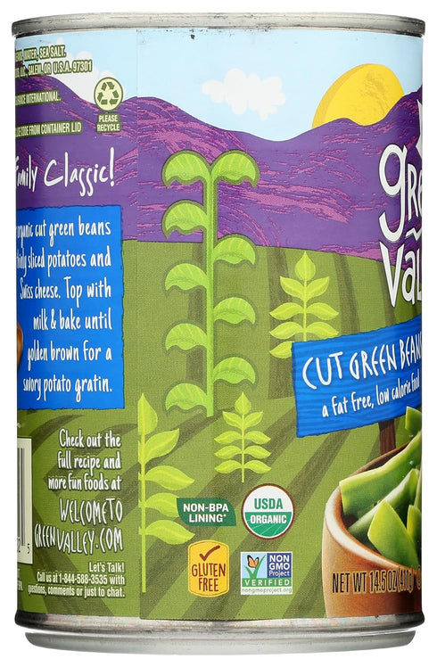 14.5 OZ GREEN VALLEY Organic Cut Green Beans