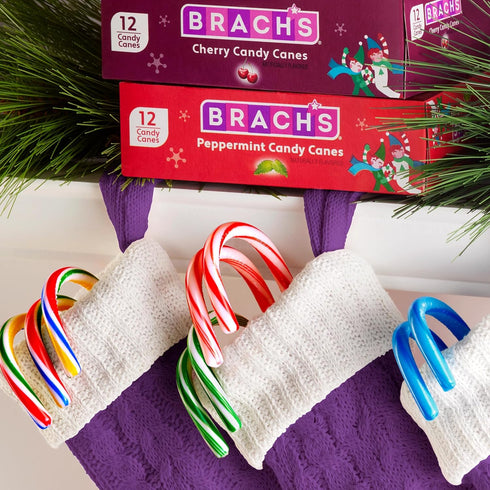 5.3 oz 12 Count Brach's Blueberry Candy Canes, Christmas Candy, Holiday Ornaments, Box