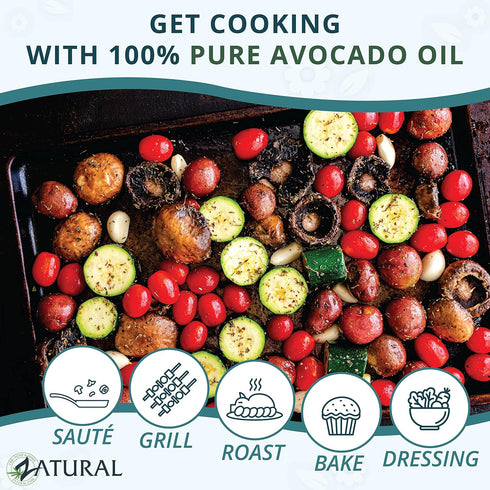 100% (32 Zatural Avocado Oil Pure Natural without Additives, Clean, Cold Pressed, Non-GMO, Vegan: For Cooking, Frying
