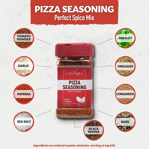 Eastanbul Pizza Seasoning Spice Blend, 5.29oz Italian Seasoning, Boosts Pizza Toppings, Herbal Pizza Blend