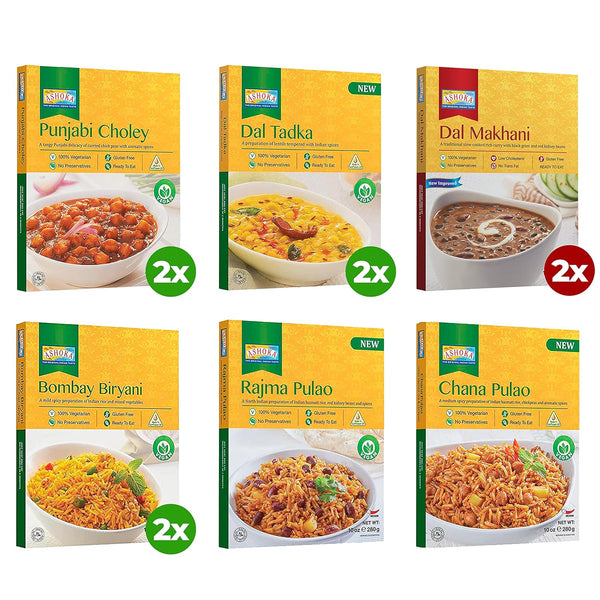 Ashoka Traditional Indian Meals 1932 - Vegetarian Beans 'n Rice Meal Kit, Kosher Certified, Pack of 10