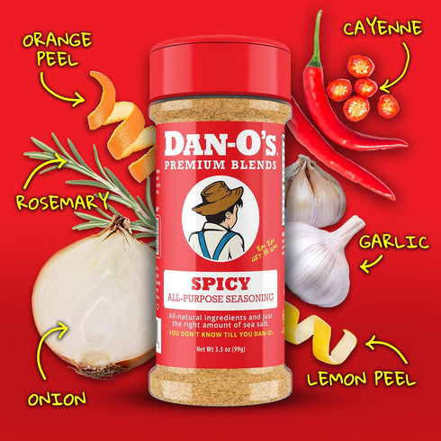 3 Set, 3 Pack, Dan-O's Bottle Seasoning Small Bottles, Includes Spicy, SEA-soning and Cajun Seasonings, Sugar Free