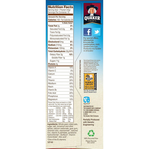 10-Count (Pack 4) Quaker Instant Oatmeal Cinnamon & Spice, Boxes