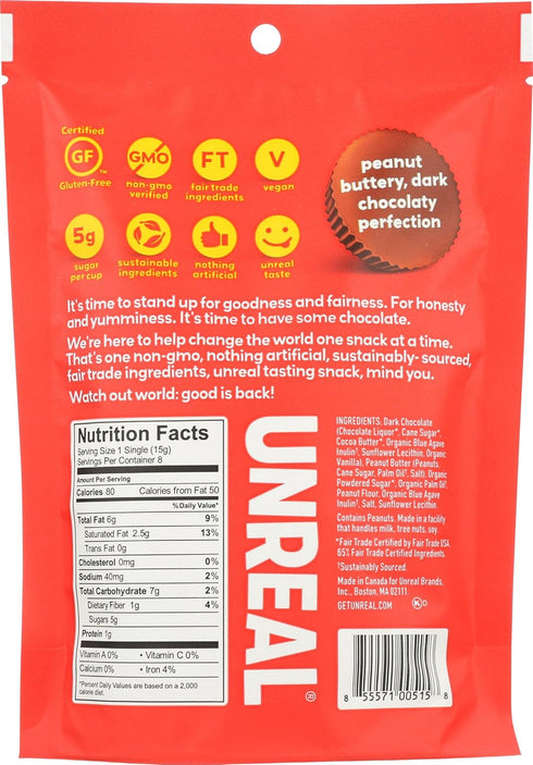 4.2 oz (Pack 6) UNREAL Dark Chocolate Peanut Butter Cups