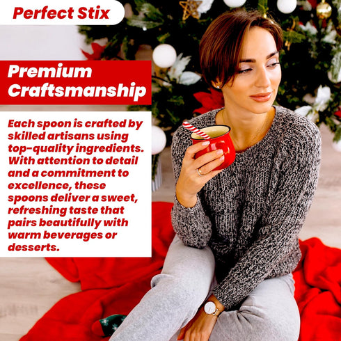 Pack 12 Perfect Stix Christmas Candy Cane Peppermint Spoonz.Edible Stirring Beverage Spoonz. Hot Chocolate Cocoa Tea