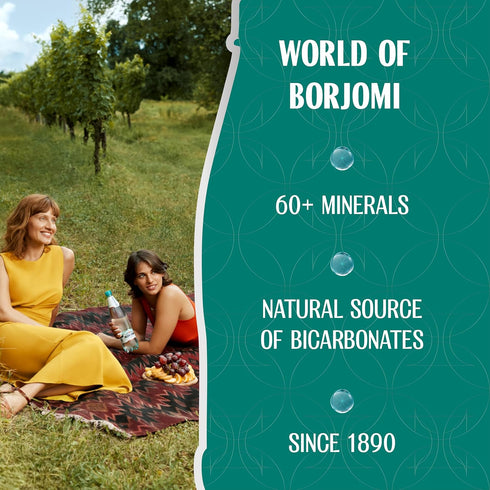 25.3 oz, 6 Pack BORJOMI Sparkling Natural Mineral Water, with Natural Gut-Healthy Minerals, Naturally Alkaline, Crispy