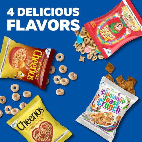 General Mills Pack, 8 9.14 oz Breakfast Cereal Variety Lucky Charms, Cinnamon Toast Crunch, Cheerios, and Honey Nut