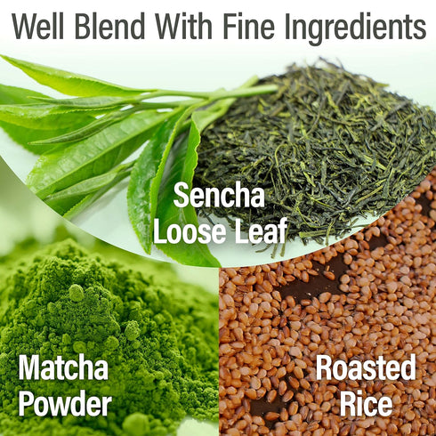 3g60 chaganju Genmaicha Green Tea with Matcha, roasted brown rice tea, Low caffeine, Japanese Tea, tea bags
