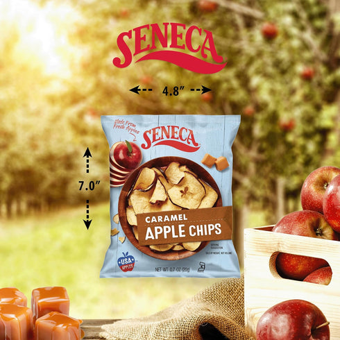 100% 0.7 (Pack 24) Seneca Caramel Apple Chips | Made from Fresh Apples | Red Delicious Apples | Yakima Valley Orchards