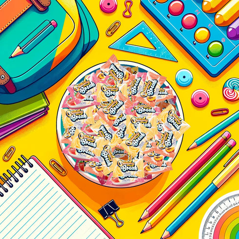 Pack, 2.2 lbs Candy Break Fruit & Cream Candy, Center Filled Hard Candies with Banana, Peach, Strawberry Flavors, Fruit