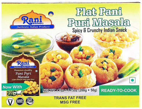 Rani Pani Puri Coins (Uncooked, Microwaveable) 7oz with Pani Puri Masala (14-Spice Blend) 3.5oz, Vegan