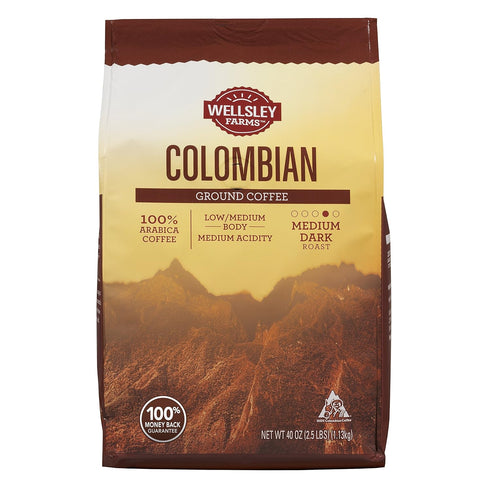 Wellsley Farms Colombian Ground Coffee, 40 Ounce