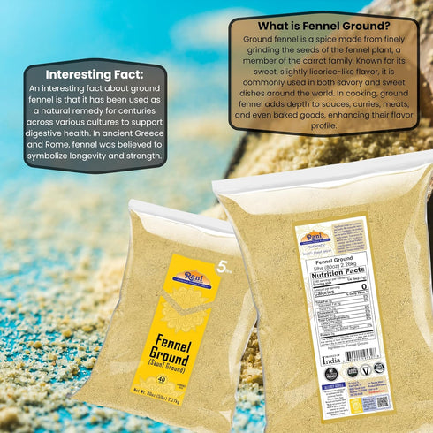 80oz (5lbs) 2.27kg Rani Fennel Ground (Saunf) Powder Spice Bulk ~ All Natural | Gluten Friendly | NON-GMO | Kosher |