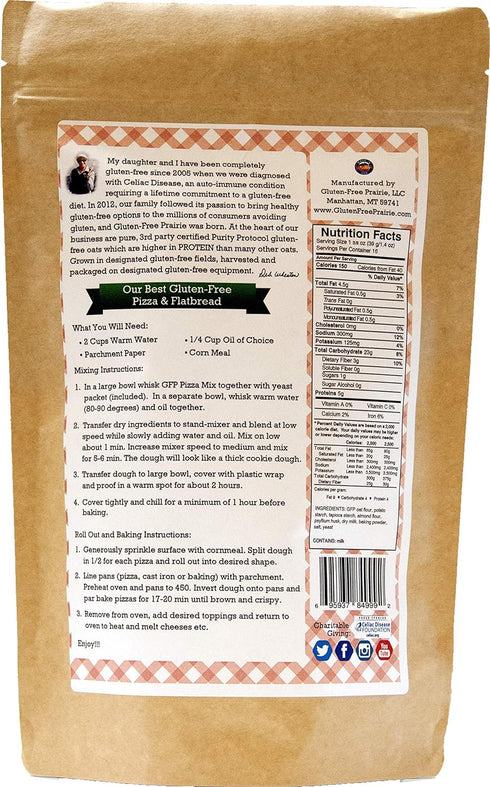 20 Gluten-Free Prairie Our Best Pizza & Flatbread Mix, Certified Gluten Free Purity Protocol, Non-GMO, Ounces