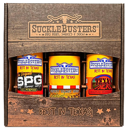 SuckleBusters Texas BBQ Gift Box - Award-Winning Assorted Sauce, Texas Heat Pepper