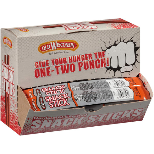 Old Wisconsin Turkey Sausage Snack Sticks, Naturally Smoked, Ready to Eat, High Protein, Low