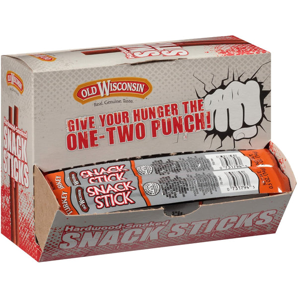 Old Wisconsin Turkey Sausage Snack Sticks, Naturally Smoked, Ready to Eat, High Protein, Low