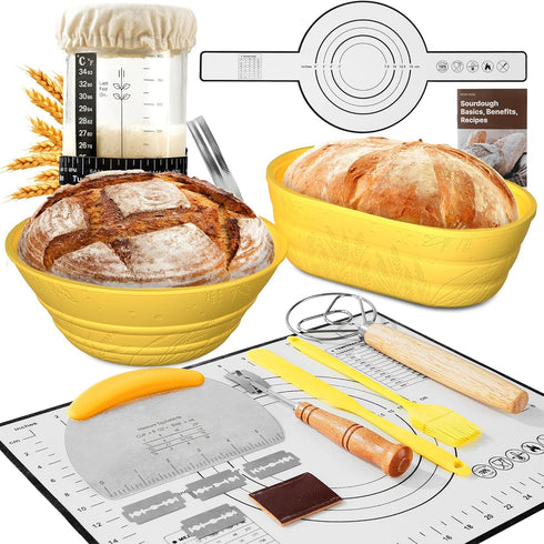 BICRET Sourdough Starter Kit with Jar Complete Sourdough Bread Baking Supplies for Beginners,