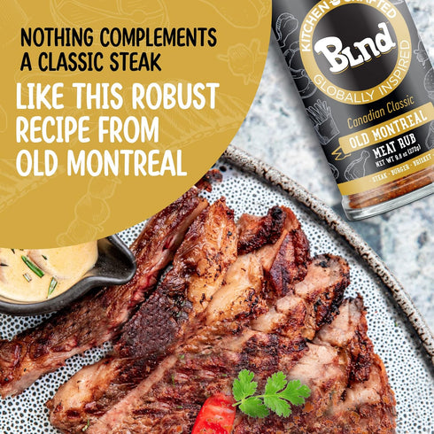 Kitchen Crafted - BLND Canadian Classic Old Montreal Meat Rub, Seasonings and Spices for Cooking Steak Meat and More, Use as Steak Seasoning or Chicken Seasoning, 9.6 oz